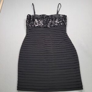 Women's Calvin Klein Layeres Dress with Sequins, Black, Size 12, Pre-Owned